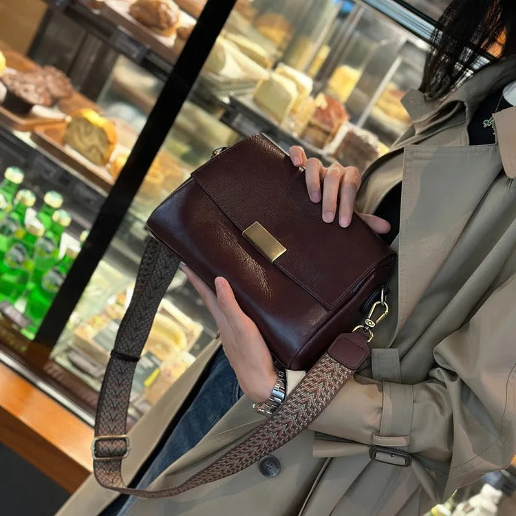 luxury handbags female crossbody bags Vintage Genuine leather women shoulder bag Small square bag soft leather cowhide fashion