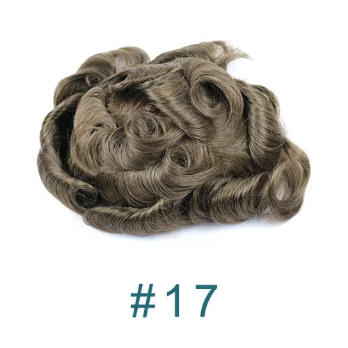 100% Human Hair Ombre Honey Brown Men's Wig Capillary Prosthesis System Natural Hairline Durable Thin Skin Base Man Toupee