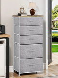 YITAHOME 5-Drawer Fabric Dresser - Steel Frame & Wood Top with Easy-Pull Bins, Storage Organizer for Bedroom, Living Room