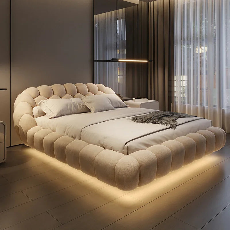 Lambswool Floating Bed Aesthetics Princess Wedding High End Quality Bed Modern Apartment Confortable Muebles Bedroom Furniture