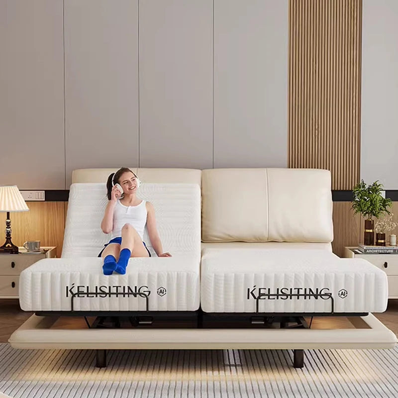 Ergonomic Luxury Modern Double Bed Lift Up Electric Adults Smart Double Bed Queen Mattress Safe Salon Muebles Unique Furniture
