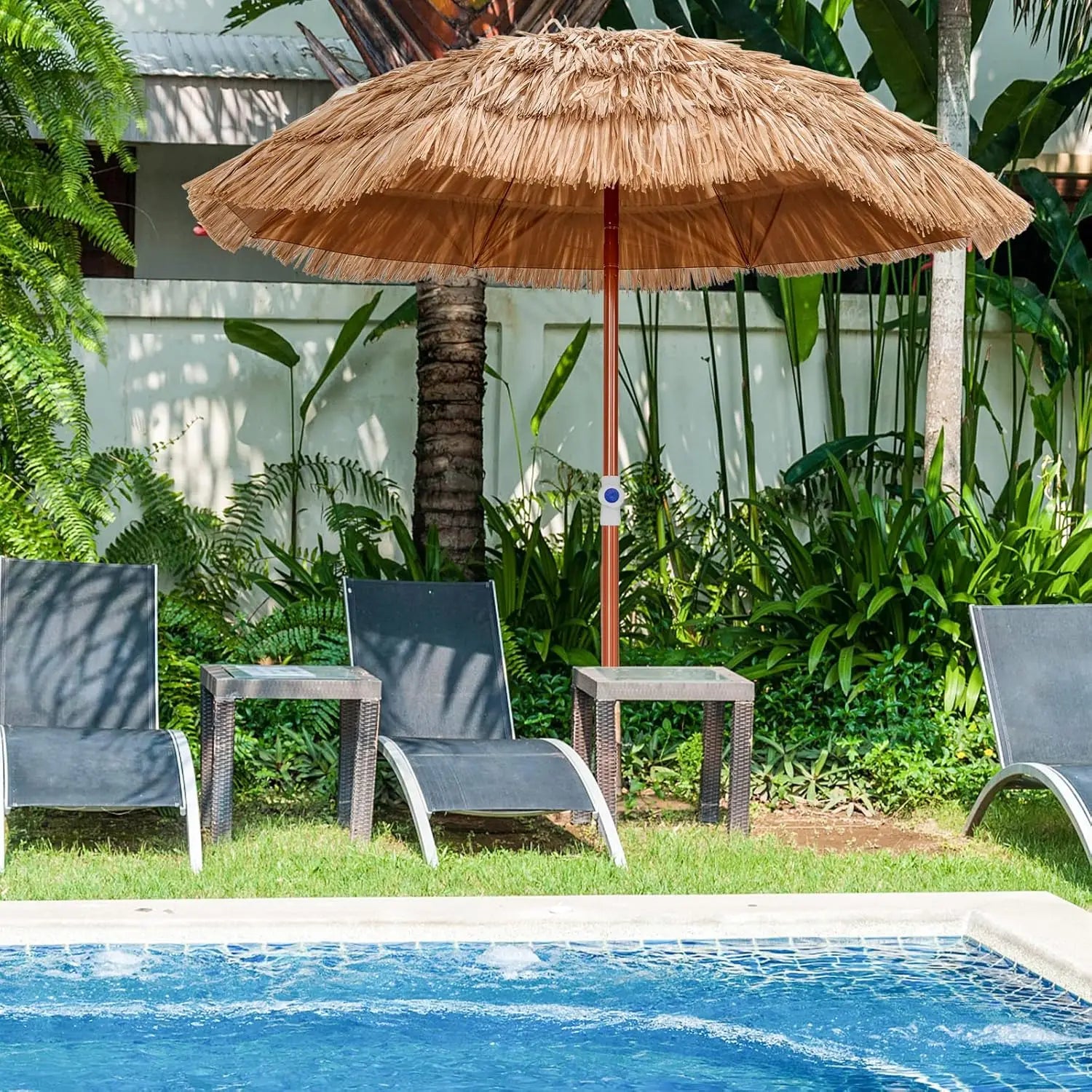 Hawaii Beach Umbrella, Height Adjustable ,UV Protection Straw Umbrella, Market Umbrella ,Patio Umbrella with Carry Bag