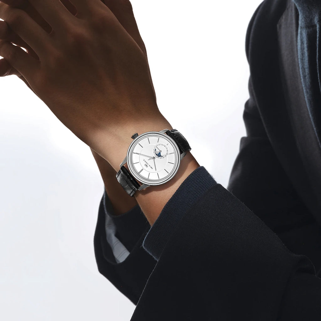 Seagull 38mm Classic Moon Phase Watch Men's Automatic Mechanical Watches ST1818 Sapphire 5Bar Wateproof Luxury Men Watch 1080