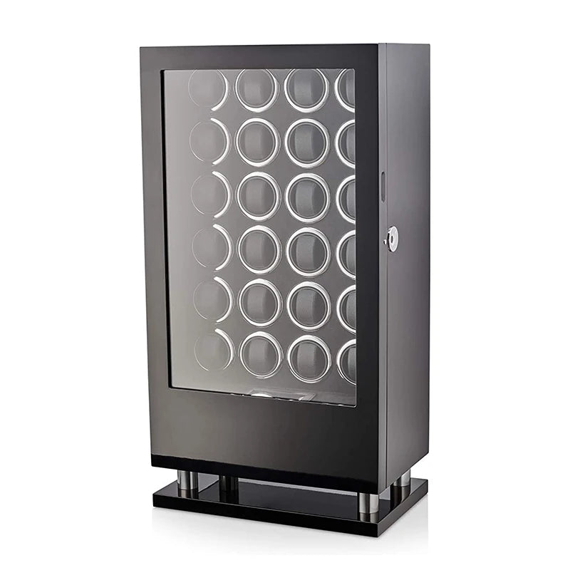 Luxury Automatic Watch Winder12 24 30 Slot Wood Mechanical Watch Box Fingerprint Unlock Quiet Mabuchi Motor Watches Storage Safe
