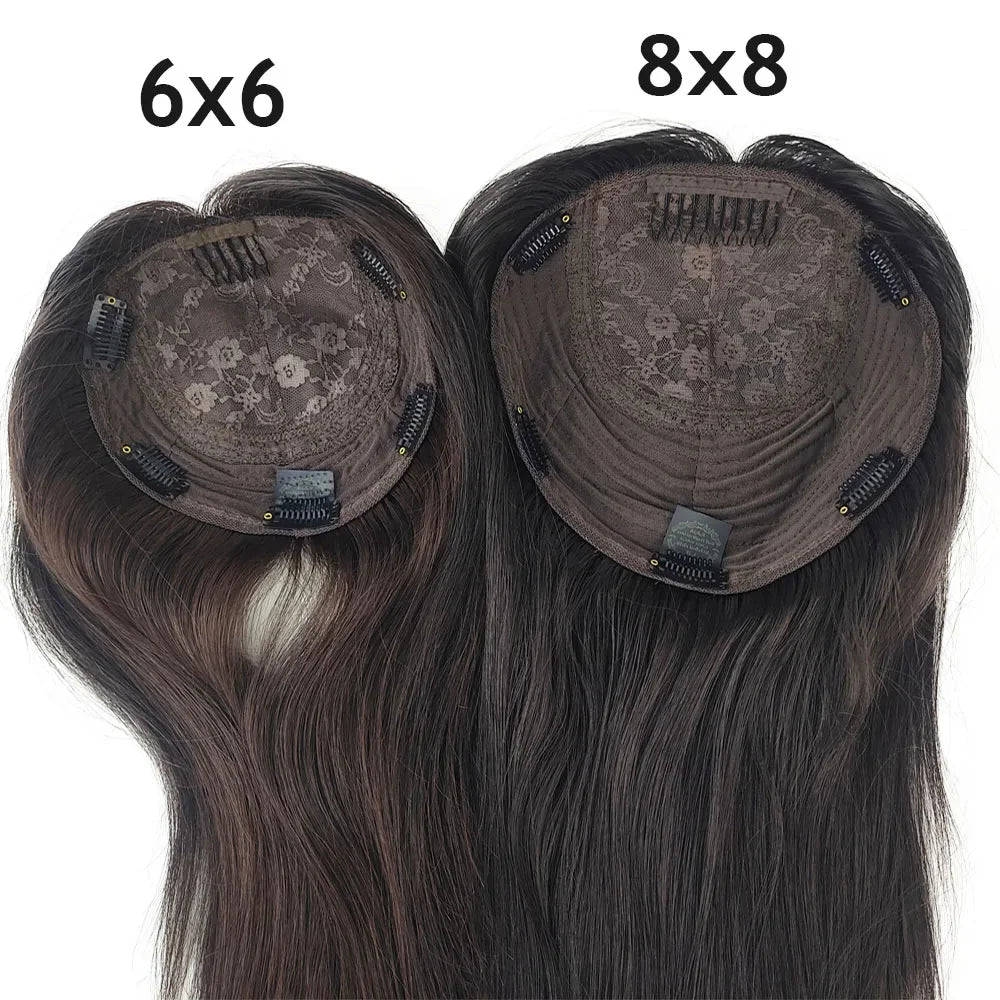 Jewish Topper High Density Silk Base 8x8'' Full Virgin European Hair Same Length Kosher Wig Soft Silk Top Sheitel for Women