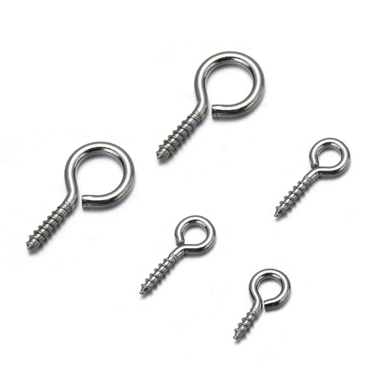 100pcs 8/10mm Small Sheep Eyes Nail Screw Tiny Mini Eye Pins Hooks Eyelets for Bead Charms Pendant DIY Jewelry Necklace Findings