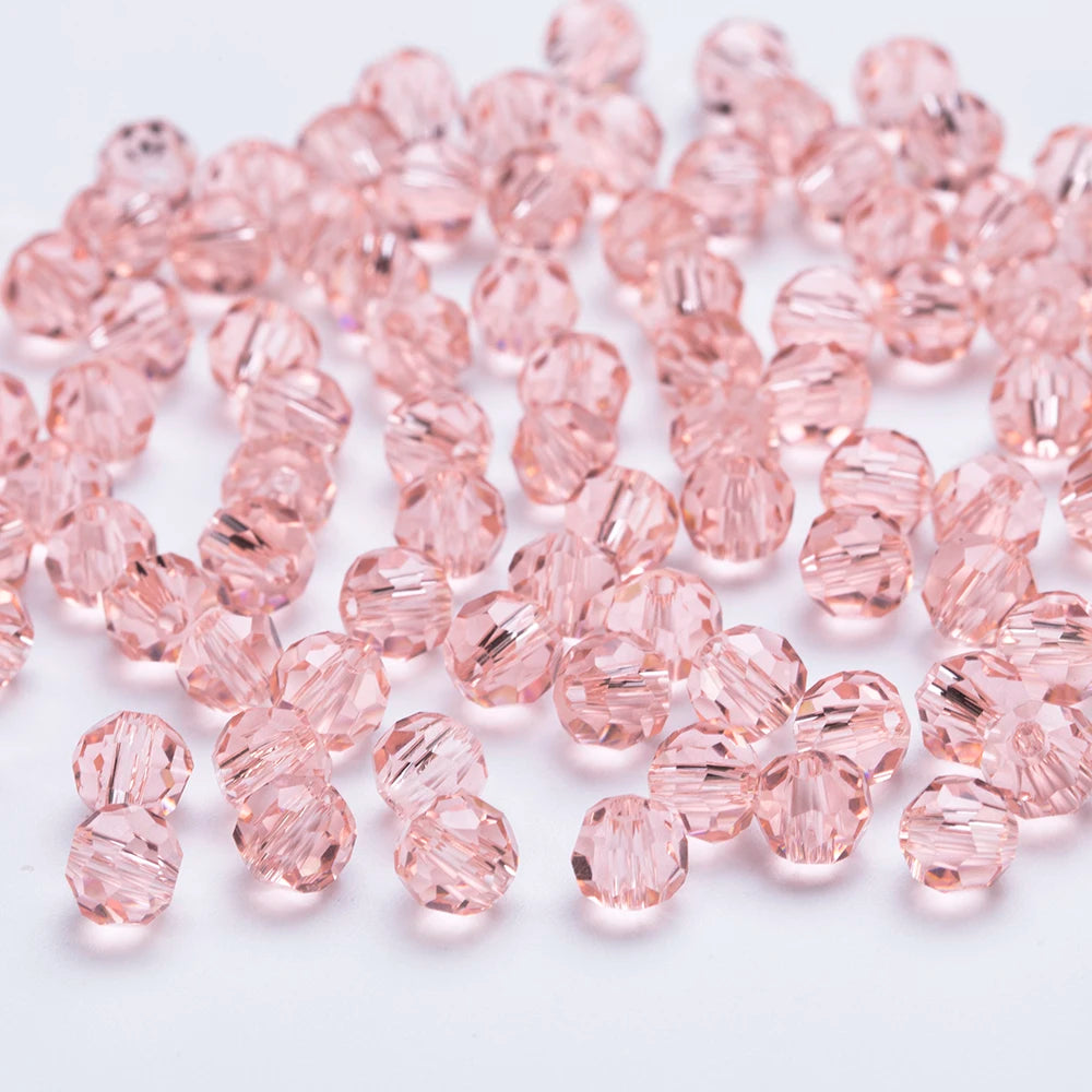 3 4 6 8mm Round Crystal Beads Faceted Transparent Glass Beads Loose Spacer Beads for Jewerly Making Needlework Bracelet Necklace