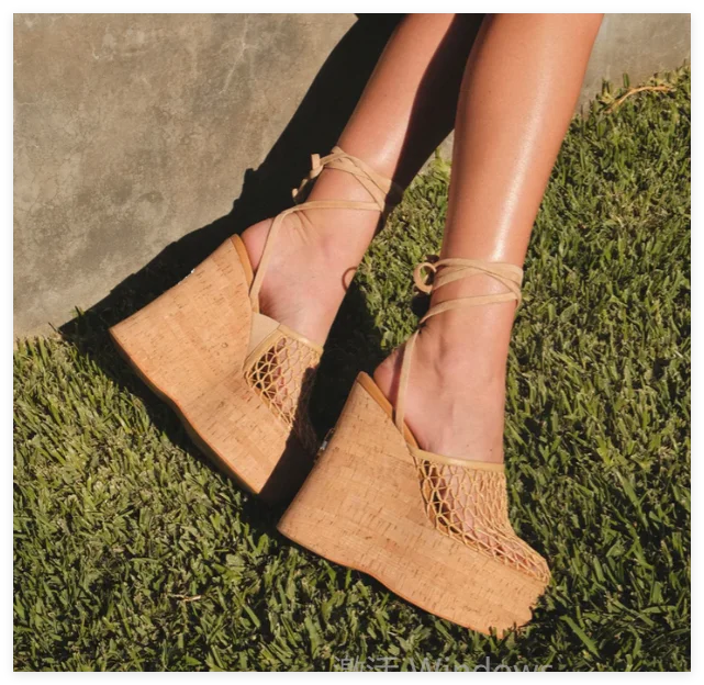 Mesh Caged Platform Wedges Sandals Nude/Black Lace up Super High Heels 2025 Summer New in Women‘s Luxury Designer Party Shoes