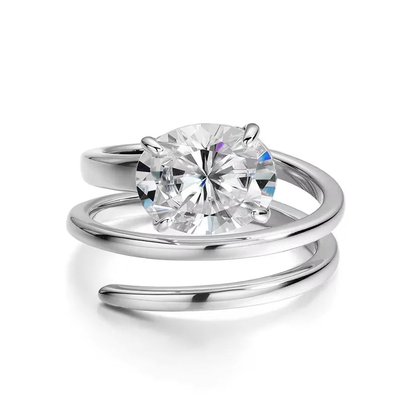Smyoue 1CT-3CT Certified 14K Plated Moissanite Solitaire Ring Women Wedding Lab Diamond Band Pure 925 Silver 100% Shani Abergel