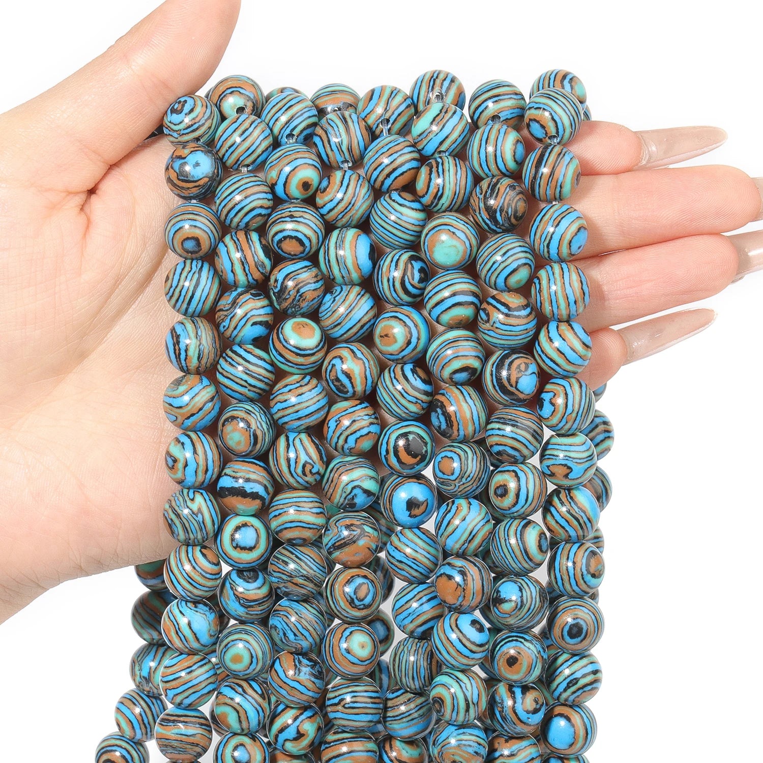 Natural Stone Round Flame Stone Beads Yooperlite Fire Sodalite Loose Spacer Beads for Jewelry Making DIY Bracelets Necklace 15''