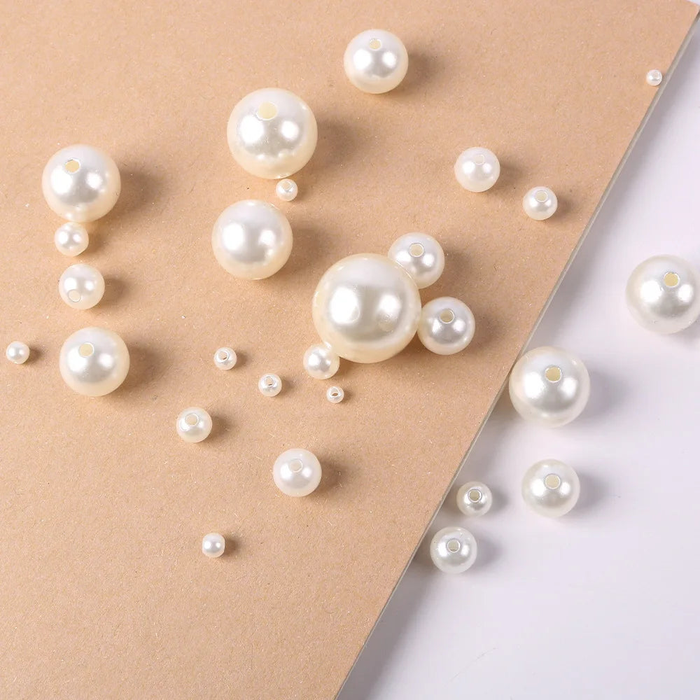 500pcs 3 4 6 8 10 mm Imitation Pearl Beads With Hole Beading Accessories Acrylic Necklace Bracelet Spacer Beads Jewelry Making