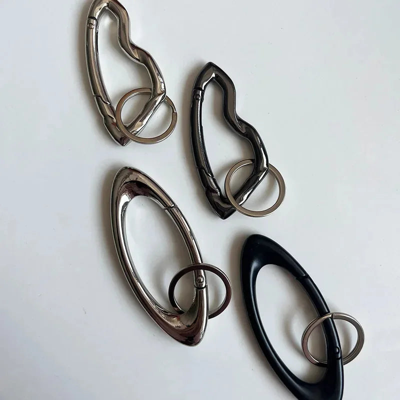 Y2K Punk Star Oval Essential Icon Carabiner Keychain Axe Shaped Mountaineering Car Key Ring Gothic Backpack Decor Korean Fashion
