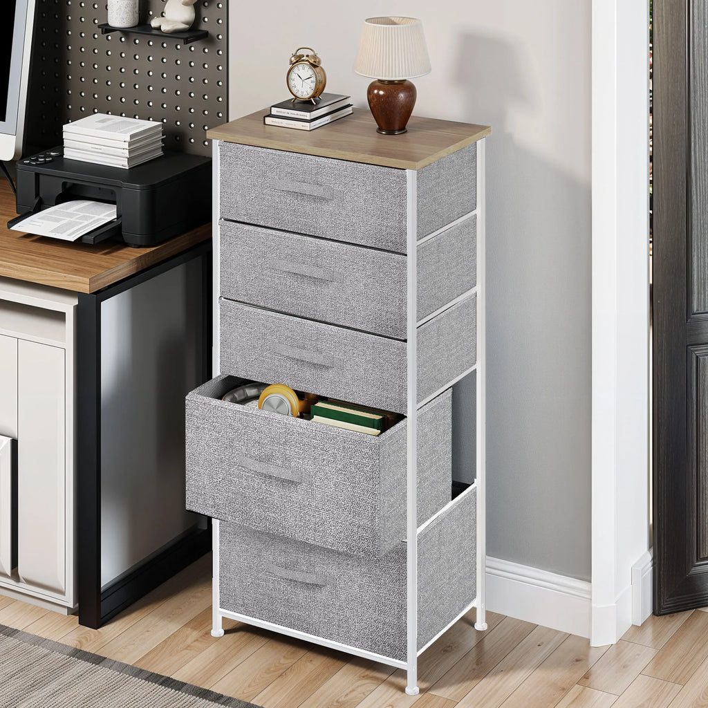 YITAHOME 5-Drawer Fabric Dresser - Steel Frame & Wood Top with Easy-Pull Bins, Storage Organizer for Bedroom, Living Room