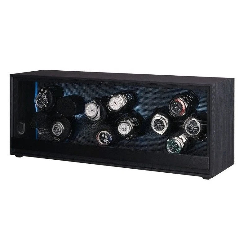 Automatic Watch Winder 12 Slot Wood Grain Storage Box Large Black Mute Display Boxes Mechanical Watches Organizer Case with LED