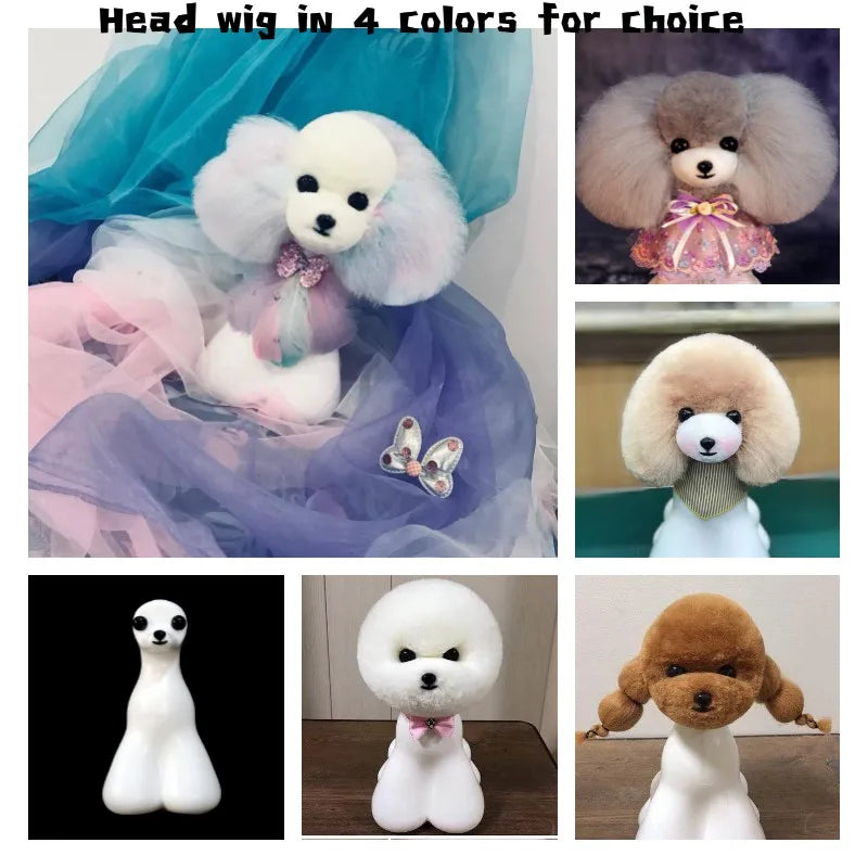 10Pcs Teddy Bear Head Wig And 1pc Free Head Dog Model Mannequin Display For Pet Goomers Trimming Practice Cheaper Dummy Dog Kit