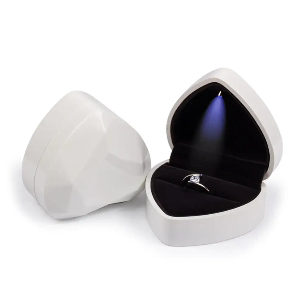 1 Pcs LED Jewelry Ring Box Luxury Velvet Rubber Necklace Pendant Gifts Display With Light For Proposal Engagement Wedding 2030