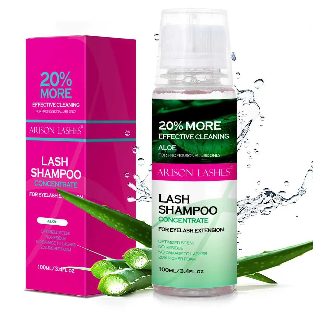 ARISON 100ml Lash Shampoo Concentrate No Stimulation Lash Cleanser DIY Professional Eyelash Extension Bath Foam Makeup Remover