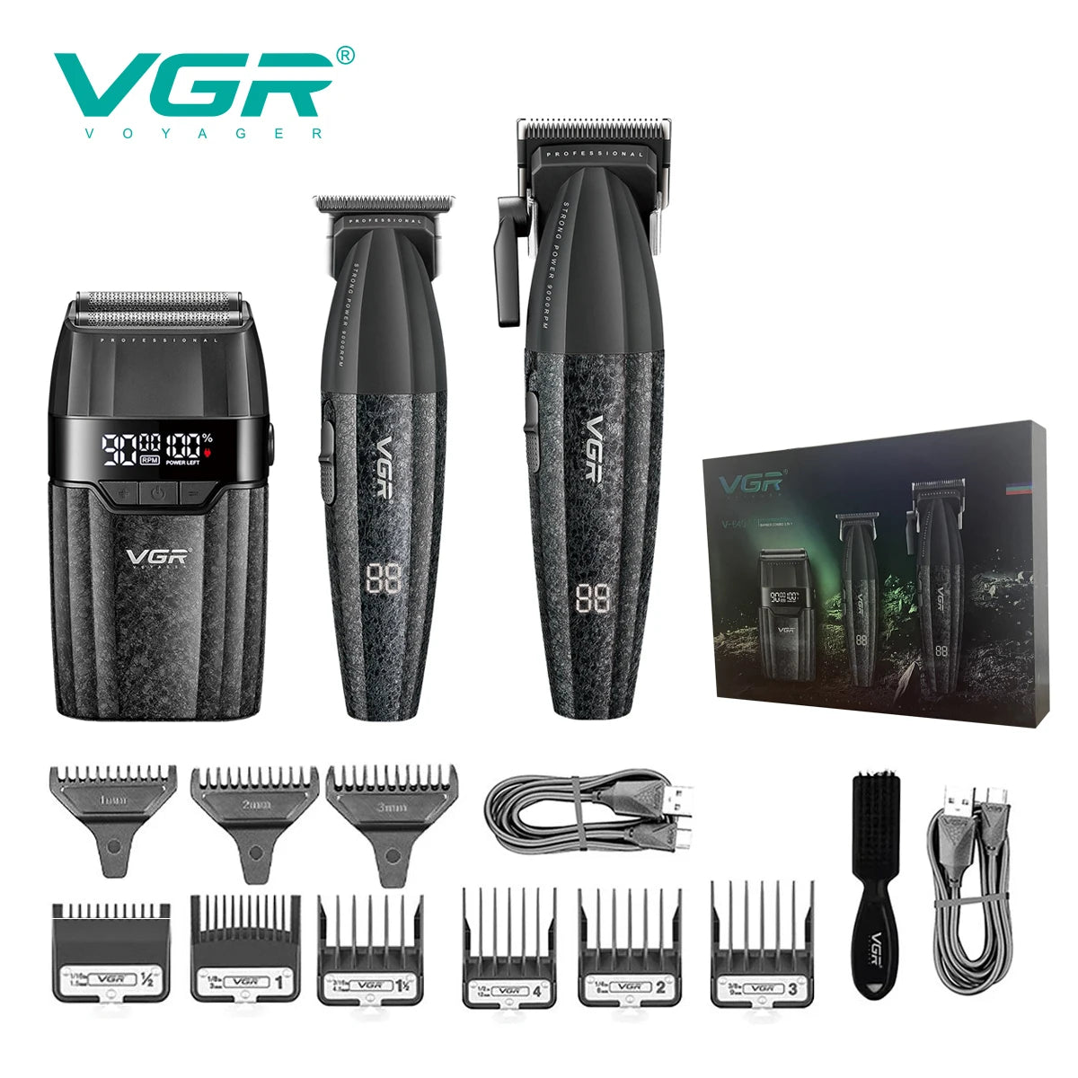 VGR Hair Trimmer Professional Shaver Adjustable Hair Clippers Cordless Hair Cut Machine Metal Trimmer for Men V-003 V-906 V-308
