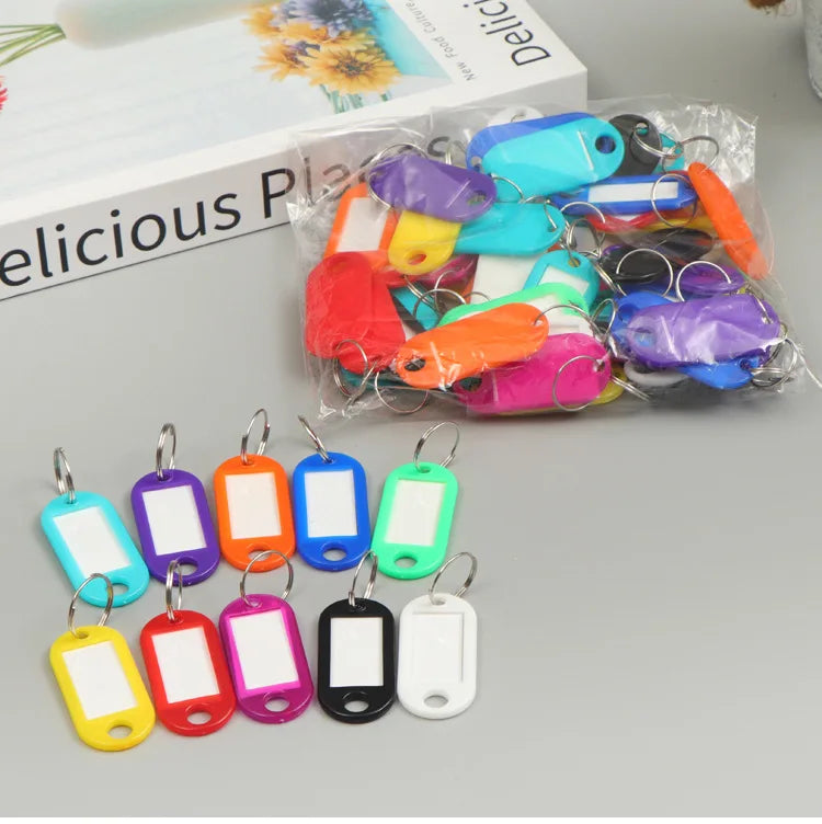 10-50pcs/lot Tough Plastic Key Tags with Split Ring Label Window for DIY Key Chain Kit Numbered Name Baggage Luggage Tags