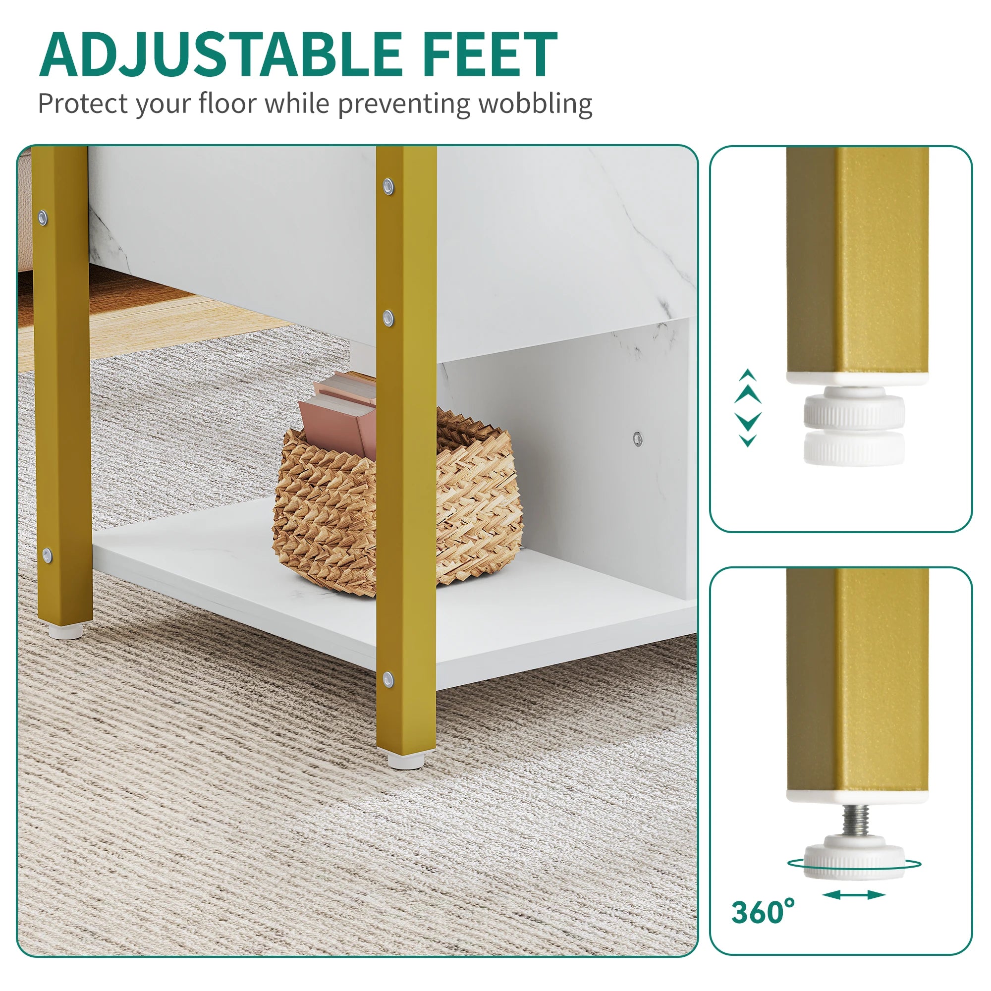 YITAHOME White Marble Lift Top Coffee Table 4 in 1 with Drawers Storage Converts to Dining Table for Living Room