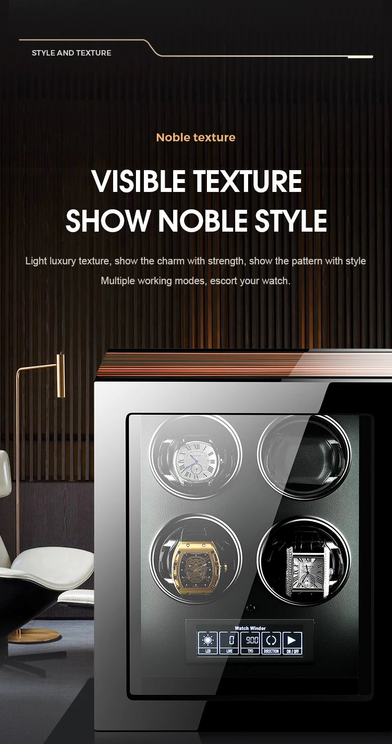 Luxury Automatic Watch Winder 2 4 6 9 12 24 Watches with Mabuchi Motor LCD Touch Screen and Remote Control Watch Storage Box