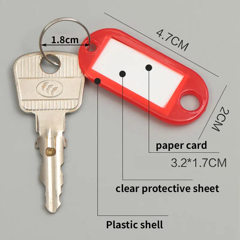 10-50pcs/lot Tough Plastic Key Tags with Split Ring Label Window for DIY Key Chain Kit Numbered Name Baggage Luggage Tags