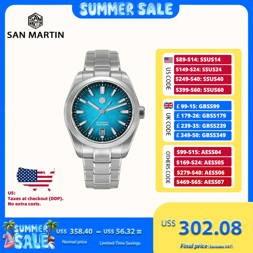 San Martin 36/39/42mm JianZhan Watches For Men GADA Miyota 9015 Automatic Wristwatch BGW-X1 Swim Waterproof Relojes SN0144GS/X/L