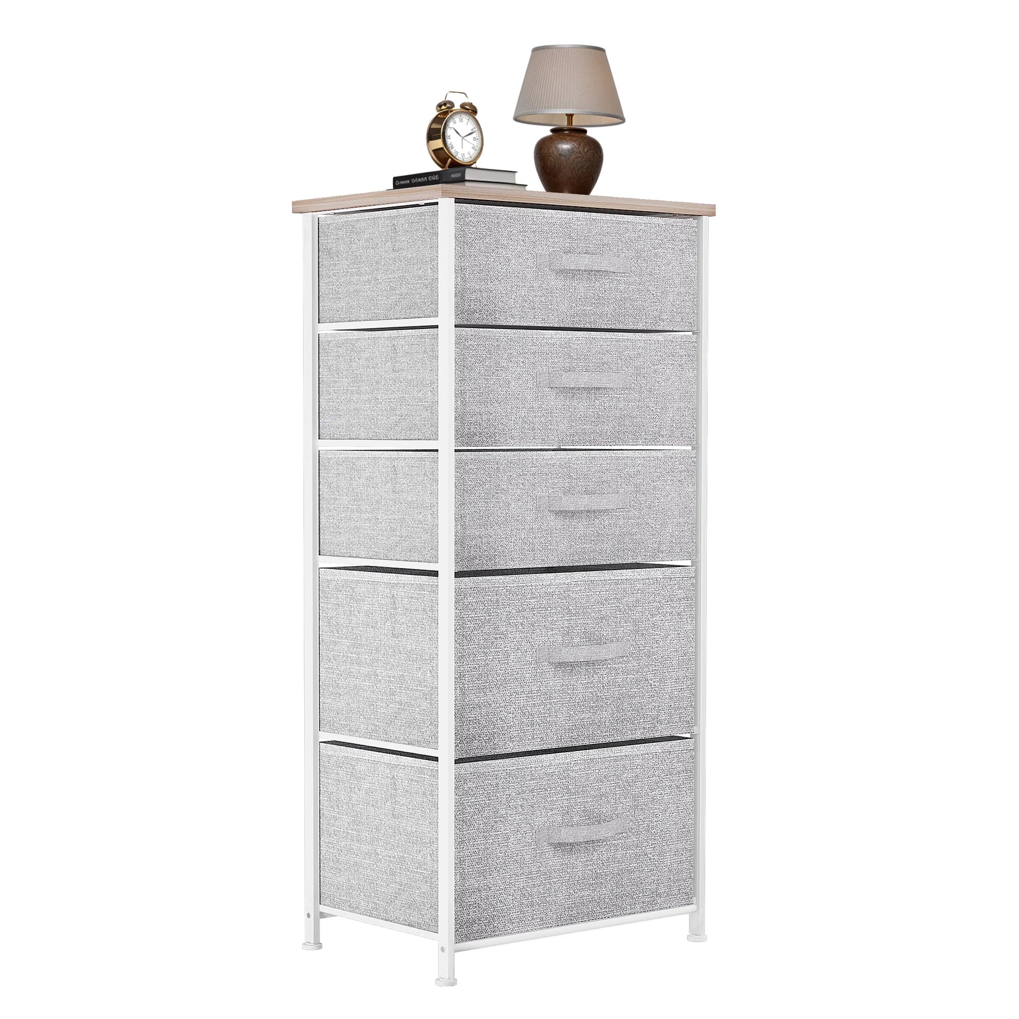 YITAHOME 5-Drawer Fabric Dresser - Steel Frame & Wood Top with Easy-Pull Bins, Storage Organizer for Bedroom, Living Room