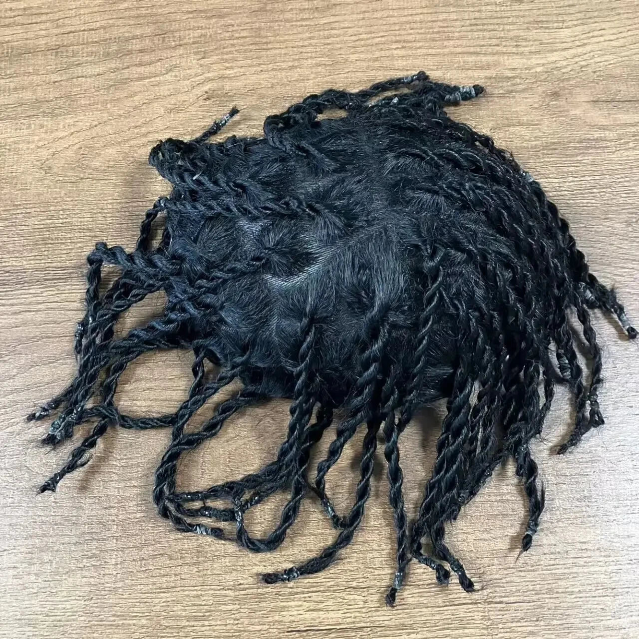 Black Men dreadlocks Human hair Microskin Full PU Based Wig Twist Braided Men's Toupe Hair extension male capillary prosthesis