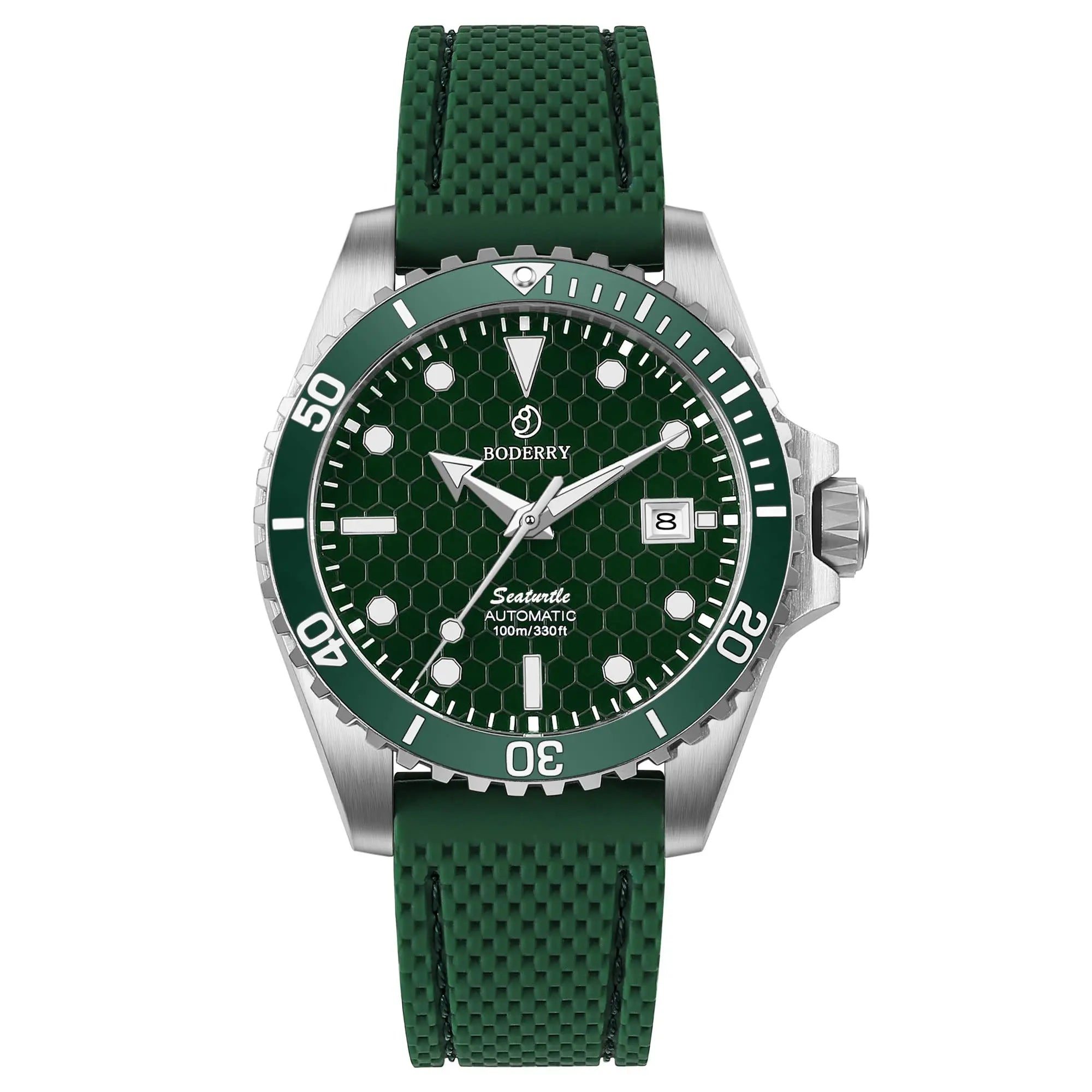 BODERRY Mens Automatic Watches Military Watch Mechanical Wristwatch Titanium Diver 100m Waterproof Sapphire C3 Luminous Sport