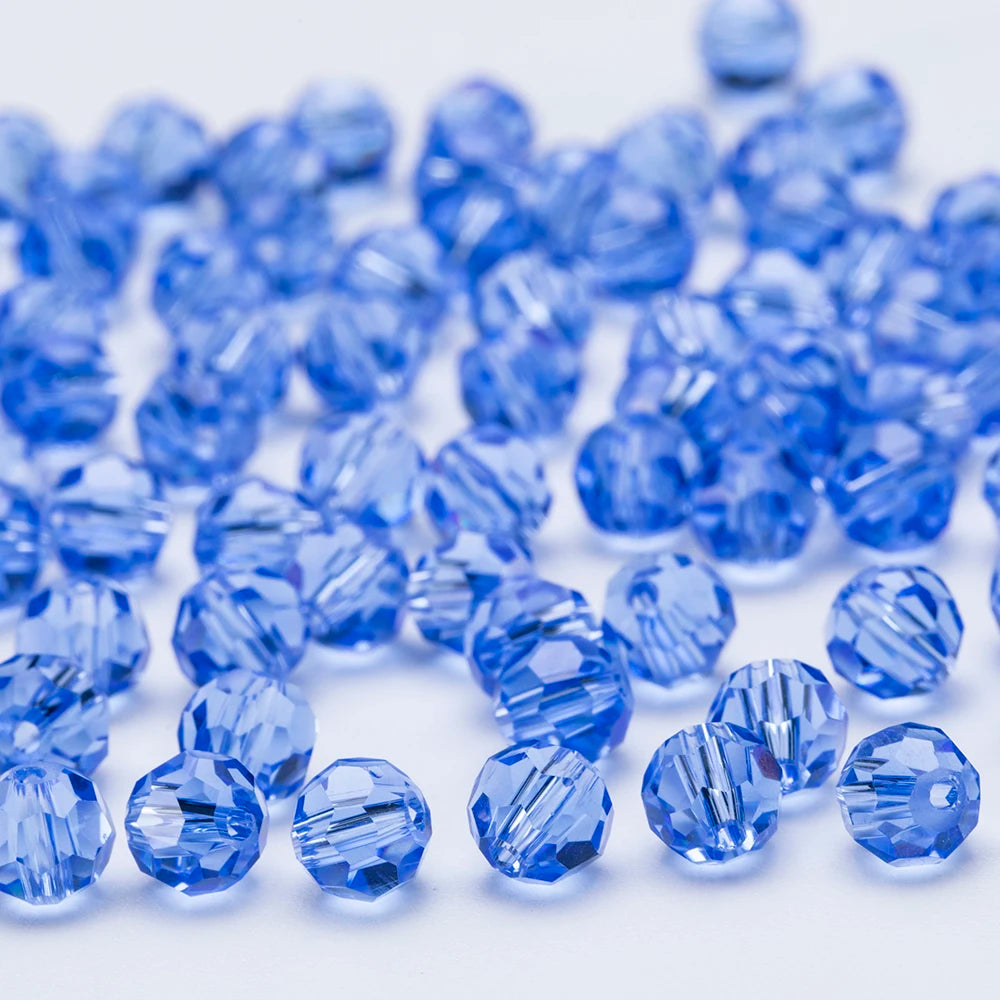 3 4 6 8mm Round Crystal Beads Faceted Transparent Glass Beads Loose Spacer Beads for Jewerly Making Needlework Bracelet Necklace