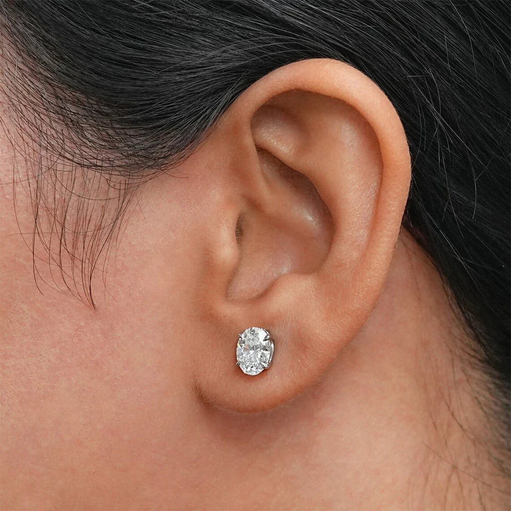 0.5-5ct Oval Cut Moissanite Stud Earring for Women D Color Sparkling Diamond 925 Sterling Silver Ear Studs Party Jewelry Gifts