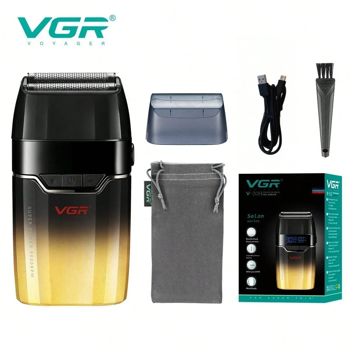 VGR Hair Trimmer Professional Shaver Adjustable Hair Clippers Cordless Hair Cut Machine Metal Trimmer for Men V-003 V-906 V-308