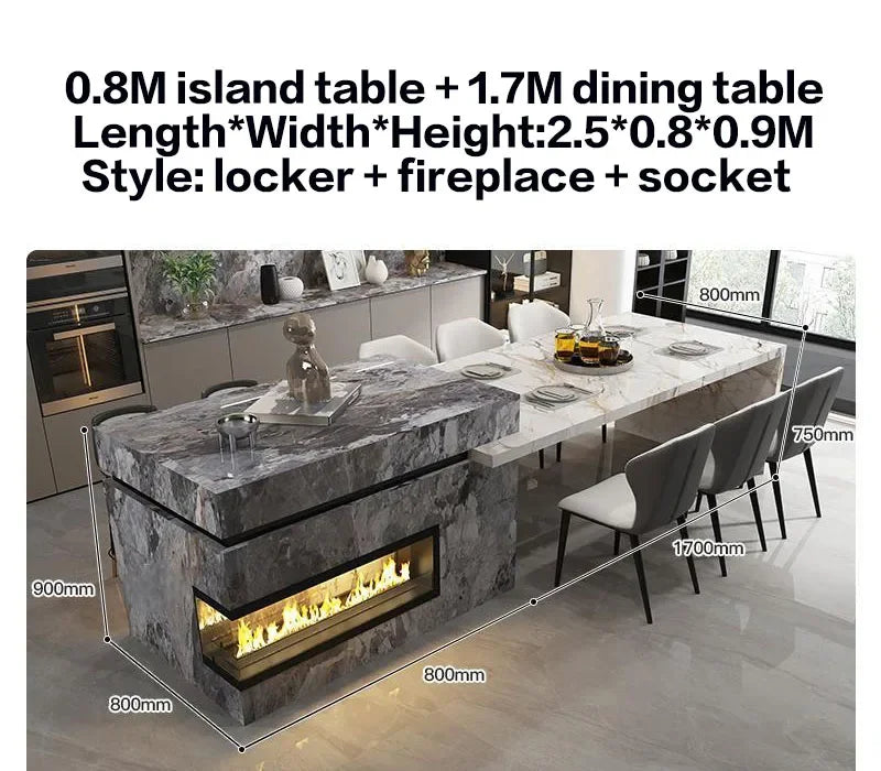Any Size Custom Marble Kitchen Island with Wine Cooler Storage Built-in Refrigerator Cabinet Natural Stone Countertop Kitchen Fu