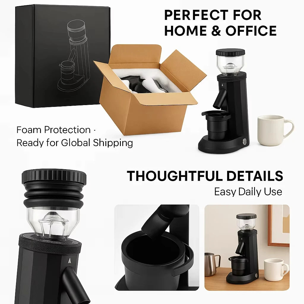 CAFOVO G848C Household Coffee Bean Grinder 48mm Stainless steel Conical Burr Stepless Adjustment for Espresso and Filter Mill