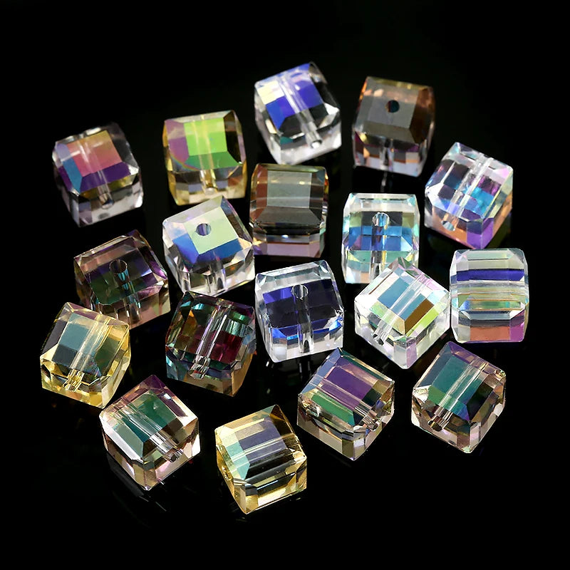 50/100PCS 4/6/8mm Crystal Beads AB Colorful Cube Austria Beads for Jewelry Making Glass Beads DIY Bracelet Earrings Necklace