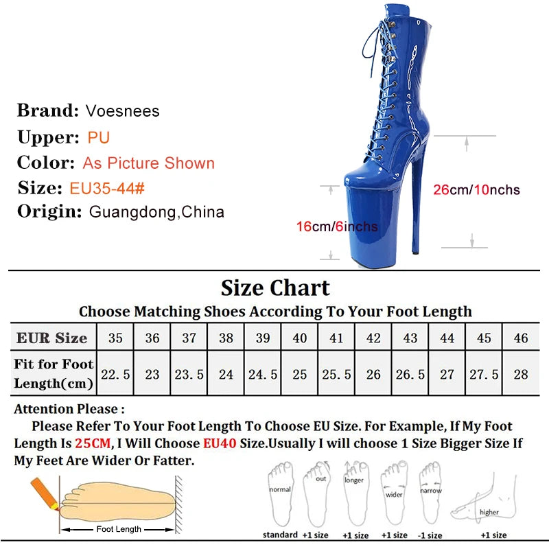 Matte Black Women Sexy Stripper Shoes Boots Super High Heels Lace-up 26cm Pole Dancing Performance Ankle Boots Stiletto Fetish