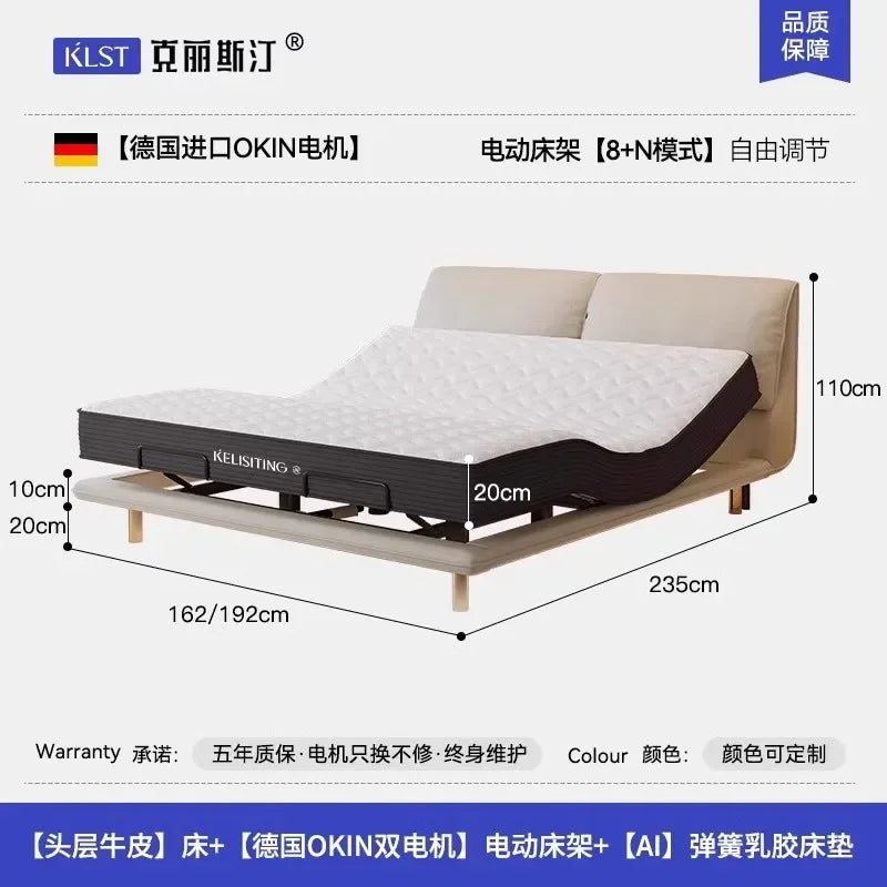 Ergonomic Luxury Modern Double Bed Lift Up Electric Adults Smart Double Bed Queen Mattress Safe Salon Muebles Unique Furniture