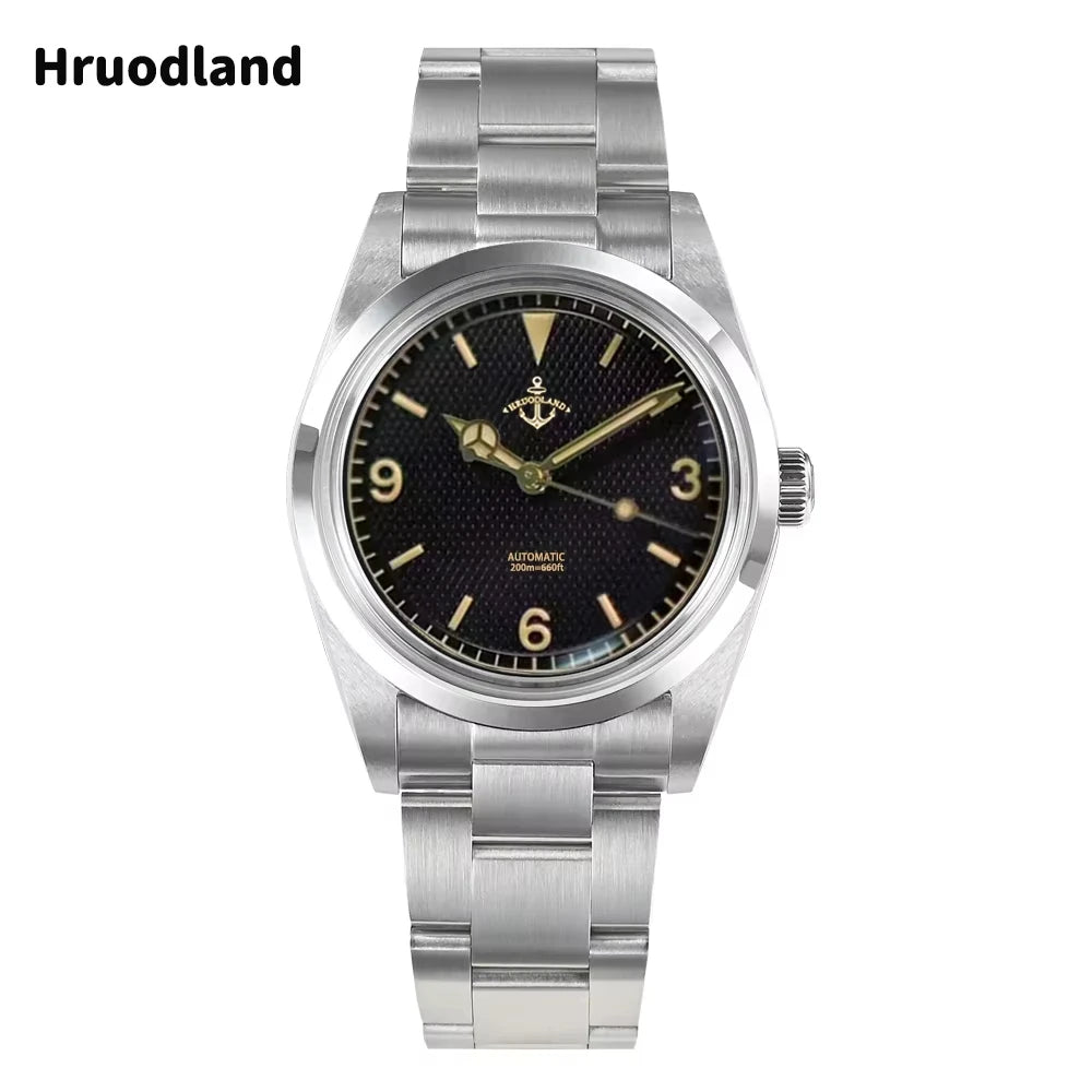 Hruodland 2025 New 36mm Retro Men Automatic Mechanical Watches F029 NH38 Men Dress Watches Stainless Steel 20Bar Diving Clock