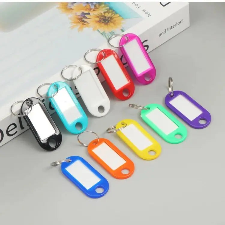 10-50pcs/lot Tough Plastic Key Tags with Split Ring Label Window for DIY Key Chain Kit Numbered Name Baggage Luggage Tags