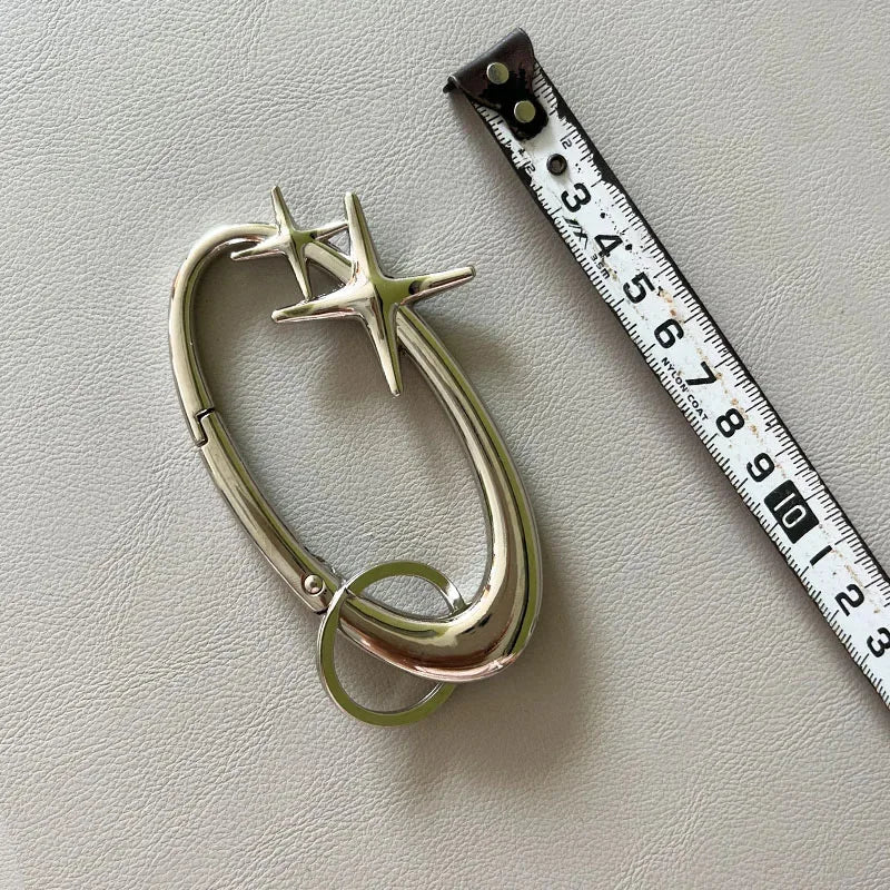 Y2K Punk Star Oval Essential Icon Carabiner Keychain Axe Shaped Mountaineering Car Key Ring Gothic Backpack Decor Korean Fashion