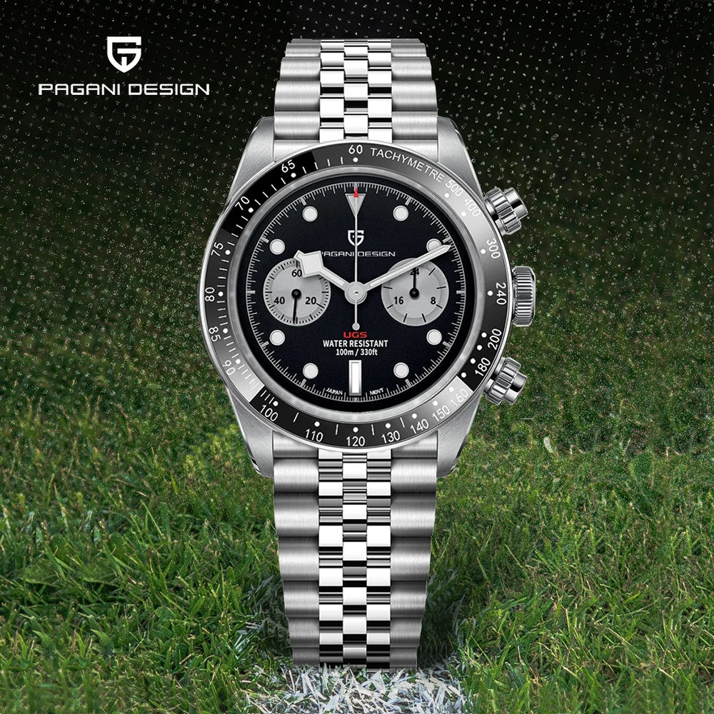 PAGANI DESIGN 2026 New Retro Men's Watches Luxury Quartz Wristwatches Chronograph AR Sapphire Mirror Watch For Man ceramic Bezel