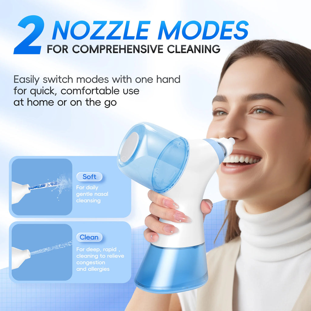 Self-Cleaning Electric Nasal Irrigation & Water Flosser Combo, Automatic Waste Collection Function, Equipped with 30 Sinus Salt