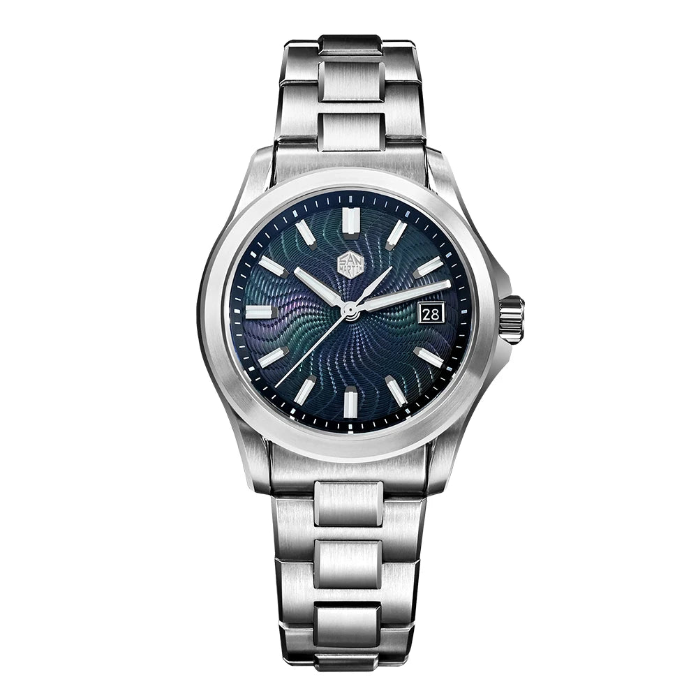 San Martin 39mm Watch Luxury Dress Miyota 9015 Automatic Mechanical Watches SN0150 for Men With Mop Guilloche 100m Waterproof