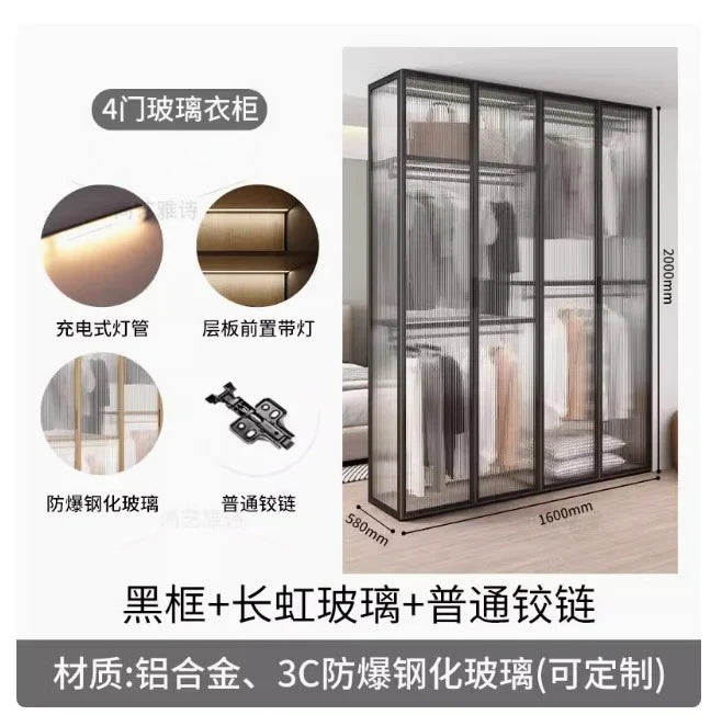 Living Room Bedroom Closet Storage Clothes Cupboard System Wardrobe Display Modern Minimalist Guarda Roupa Trendy Furniture