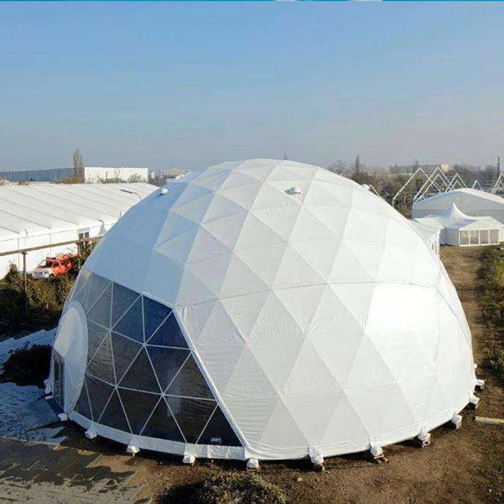 Source Factory Transparent Geodesic Luxury Dome Hotel Tents Resort  Glamping Dome Half Domos Pvc Geodesic Dome for Camping Tents