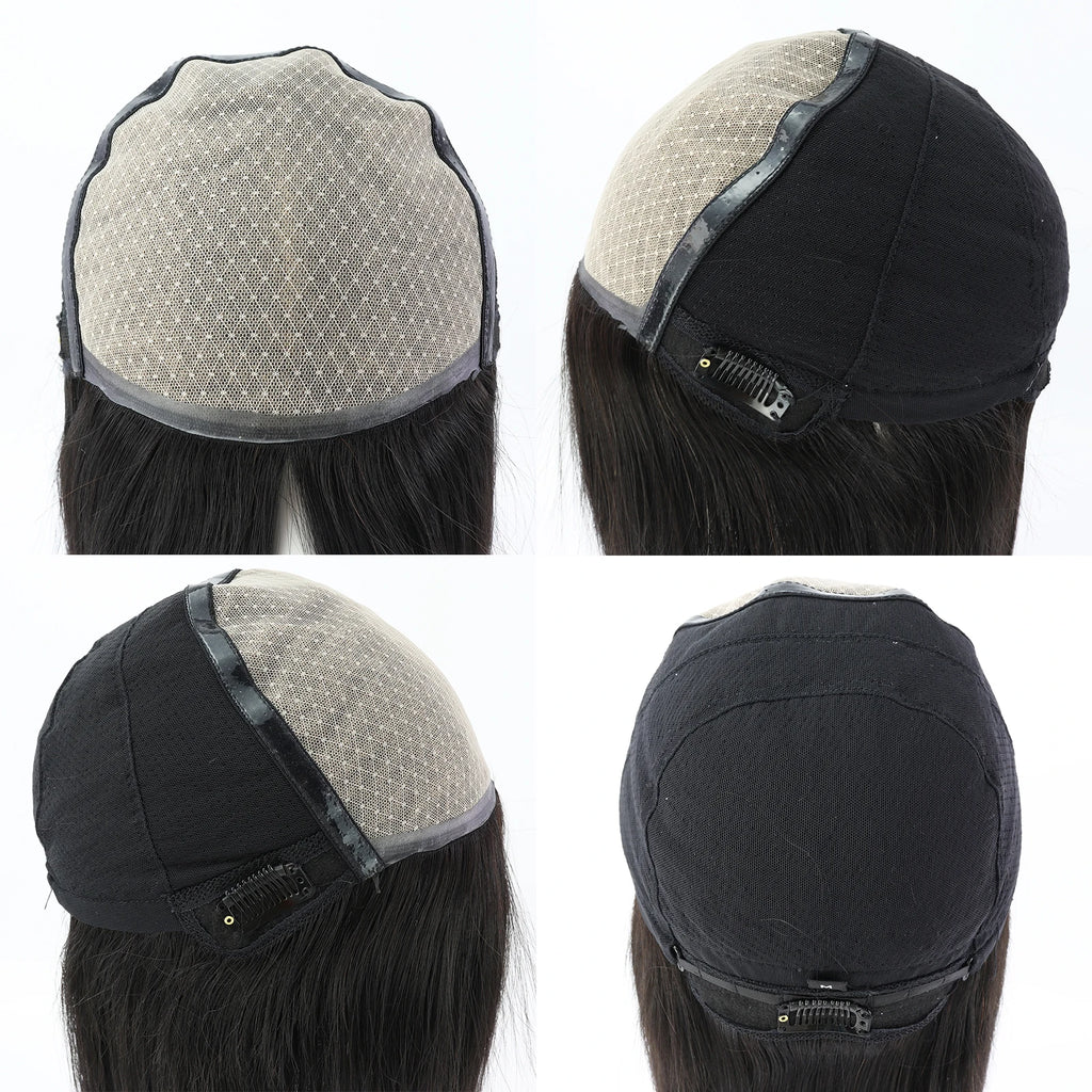 Women Silk Top Full Lace Wig with PU Front Layer Virgin European Human Hair Wig 6x6" Silk Base Wigs with Elastic Net Wear to go