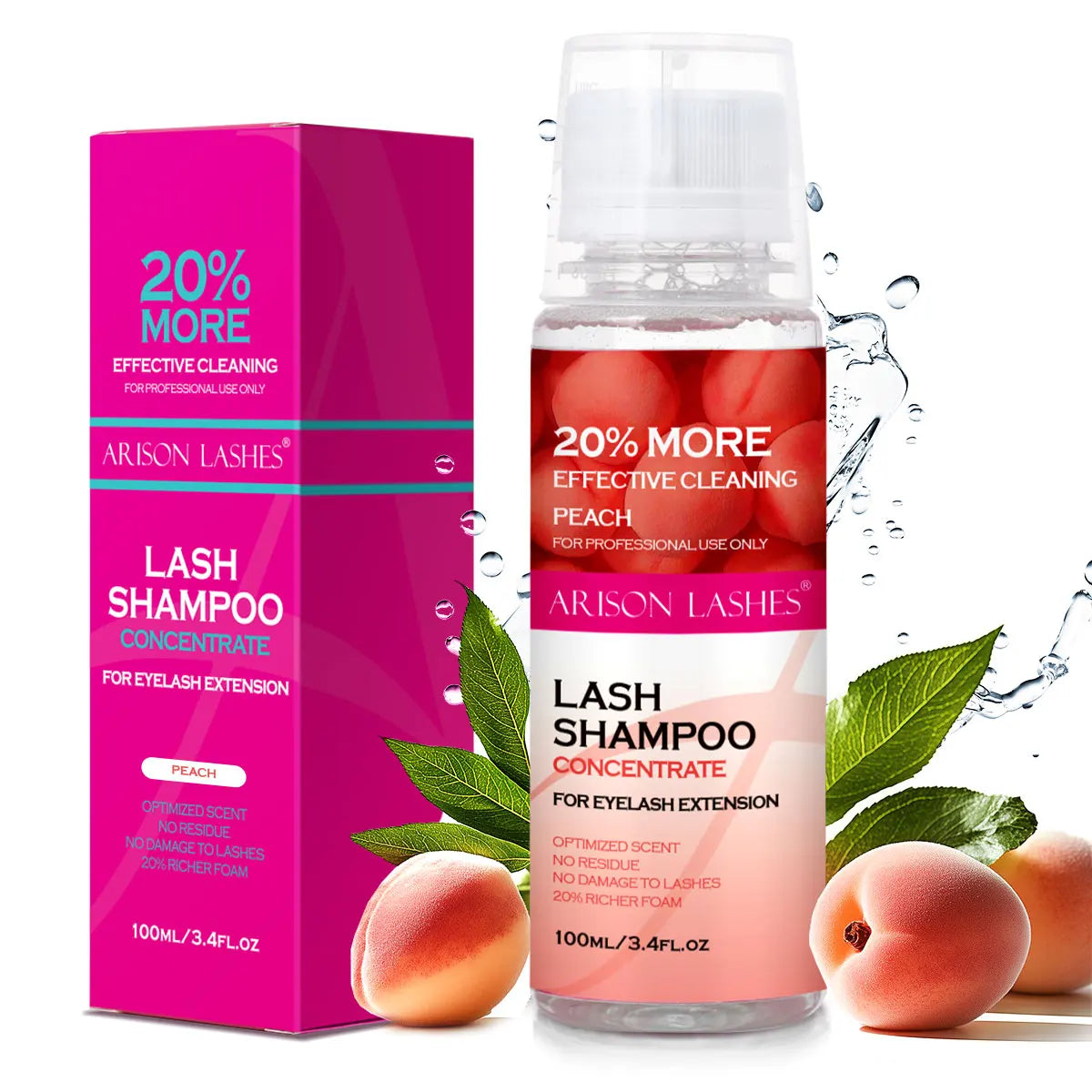 ARISON 100ml Lash Shampoo Concentrate No Stimulation Lash Cleanser DIY Professional Eyelash Extension Bath Foam Makeup Remover
