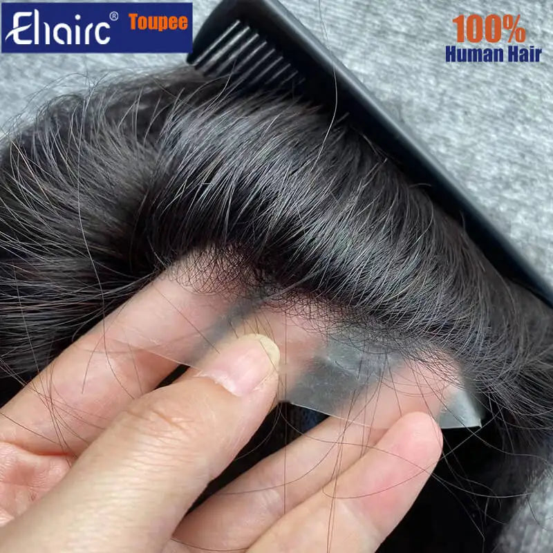 (In stock) 7*9 Size 0.12mm Durable Double knotted Skin Wig  100% Cuticle Straight Remy Virgin Human Hair Wig  For Women and Men
