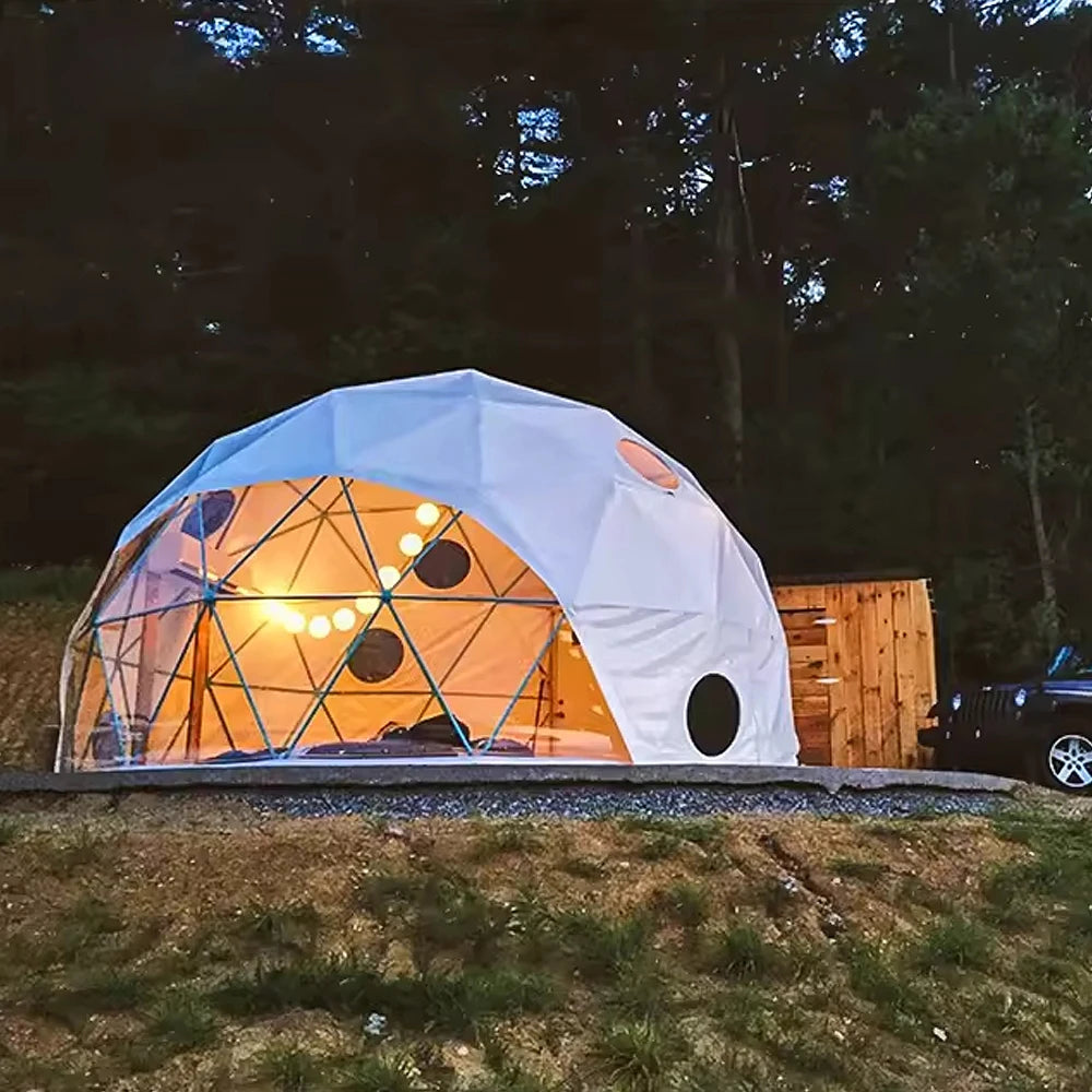 6M 7M Luxury Waterproof Geodesic Dome PVC Spherical Tent Hotel Resort for Glamping Outdoor Luxury Glamping Dome with Bathroom